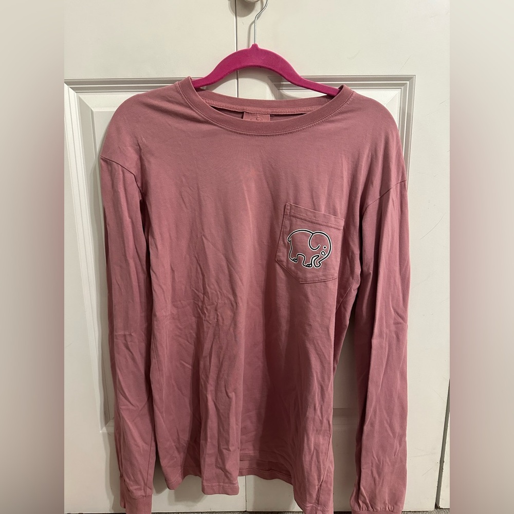 Ivory Ella Dusty Rose Long Sleeve Tee with Elephant Pocket